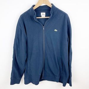 Vintage Lacoste Navy Zip Up Fleece Back Logo Size Large